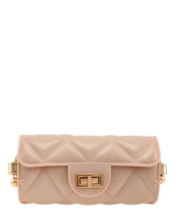 Diamond Quilted Cylinder Shape Crossbody Jelly Bag SP7163 BLUSH